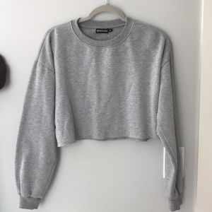 PLT grey cropped sweatshirt